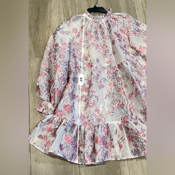 ASOS Petite pephem tie neck mini dress in floral - Picture 8 of 8